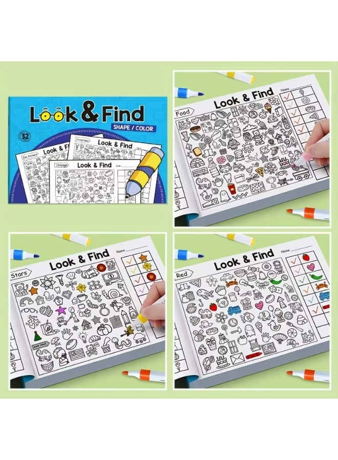 كتاب تلوين يضم أكثر من 1000 صورة لحيوانات ونباتات ومركبات وآلات موسيقية وحروف وأرقام، مع نشاط البحث والاكتشاف - صفحات تلوين تعليمية تفاعلية للتعلم المبكر وتنمية التركيز والمهارات الحركية الدقيقة - Image 2